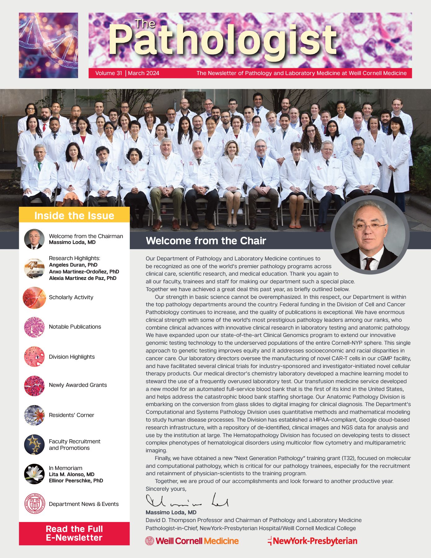Pathology 2024 Newsletter cover